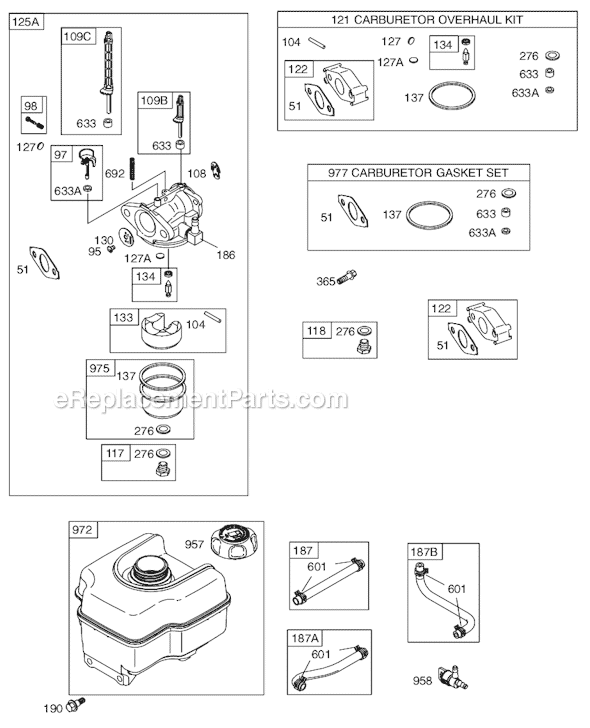 Page C Diagram and Parts List for 12E100SERIES 0007-0268 Briggs and Stratton Engine